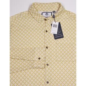 English Laundry Gold Diamond Print Design 70's Style Button-Up Shirt Mens Large